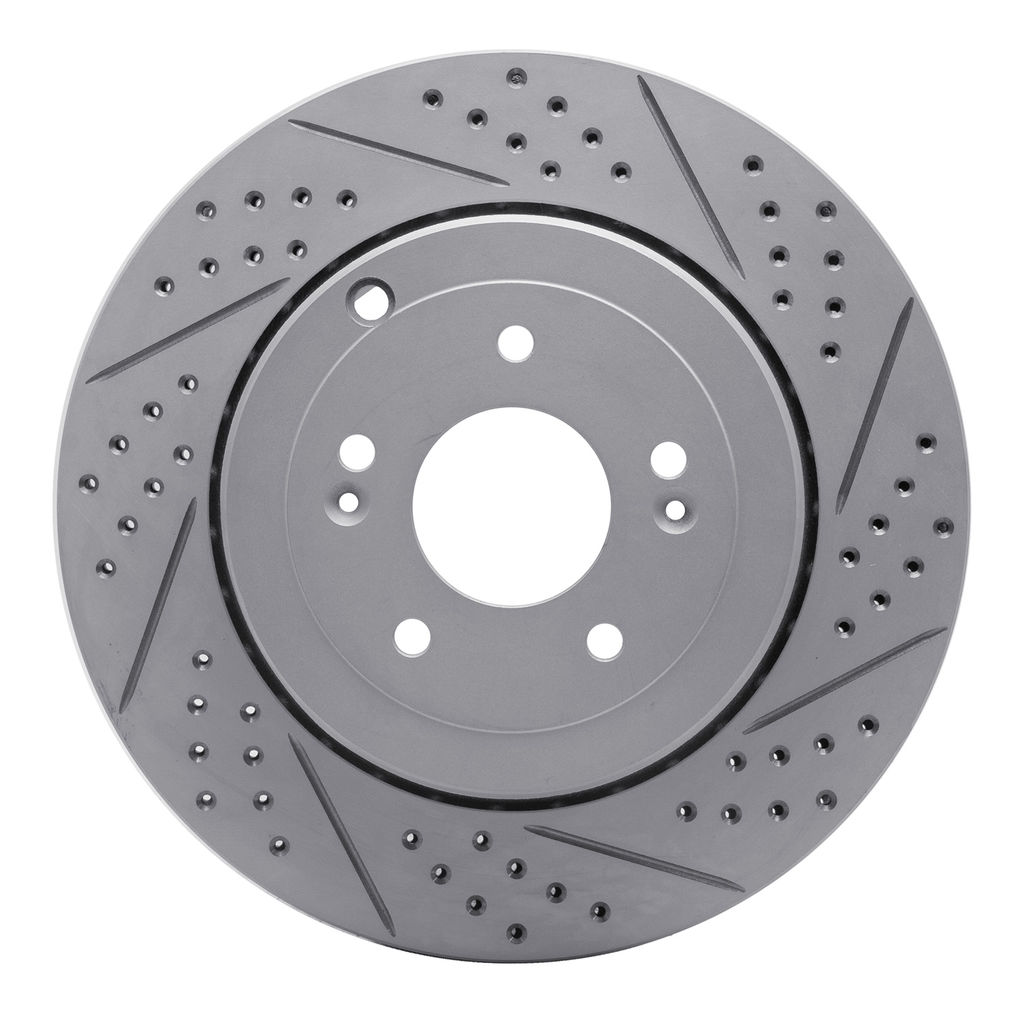 Dynamic Friction 830-03031R - Geoperformance Coated Drilled and Slotted Brake Rotor