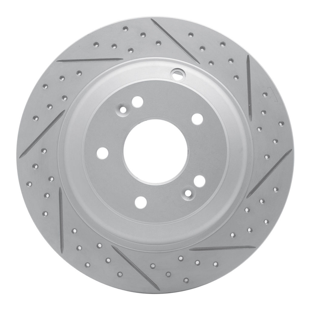 Dynamic Friction 830-03033R - Geoperformance Coated Drilled and Slotted Brake Rotor
