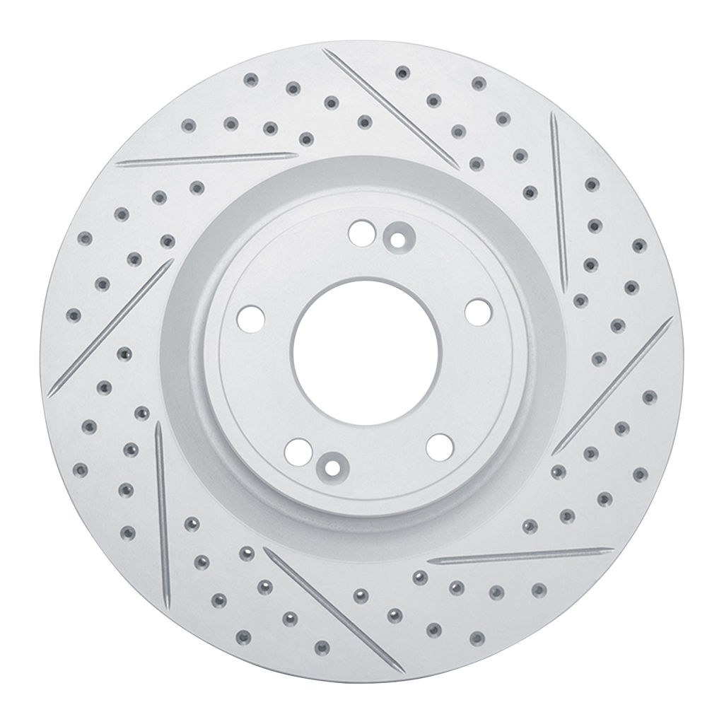 Dynamic Friction 830-03034R - Geoperformance Coated Drilled and Slotted Brake Rotor