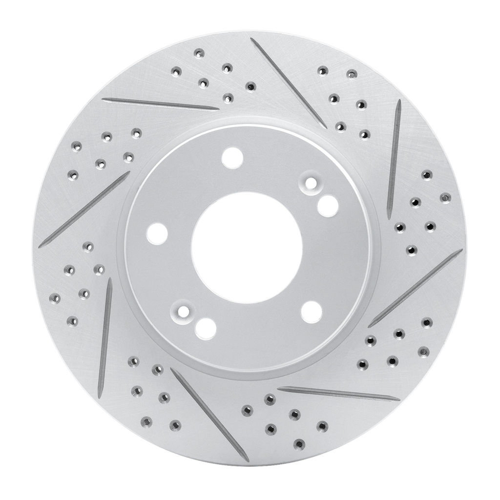 Dynamic Friction 830-03038R - Geoperformance Coated Drilled and Slotted Brake Rotor