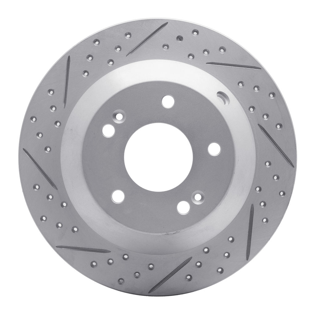 Dynamic Friction 830-03050R - Geoperformance Coated Drilled and Slotted Brake Rotor