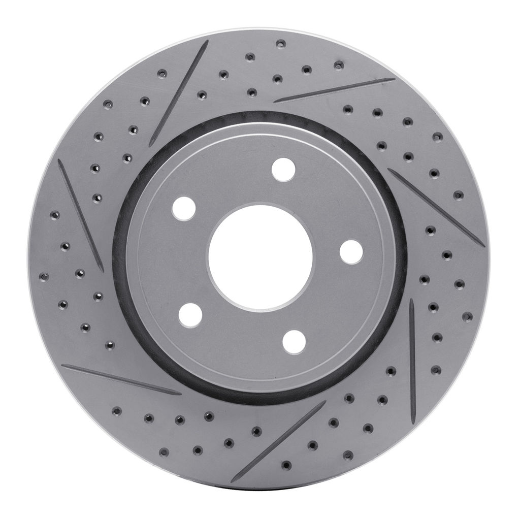 Dynamic Friction 830-42000R - Geoperformance Coated Drilled and Slotted Brake Rotor