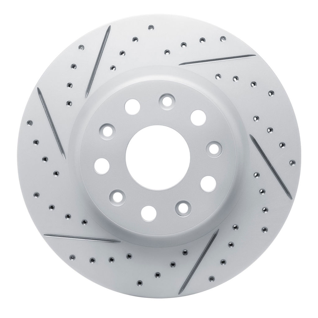 Dynamic Friction 830-42039L - Geoperformance Coated Drilled and Slotted Brake Rotor