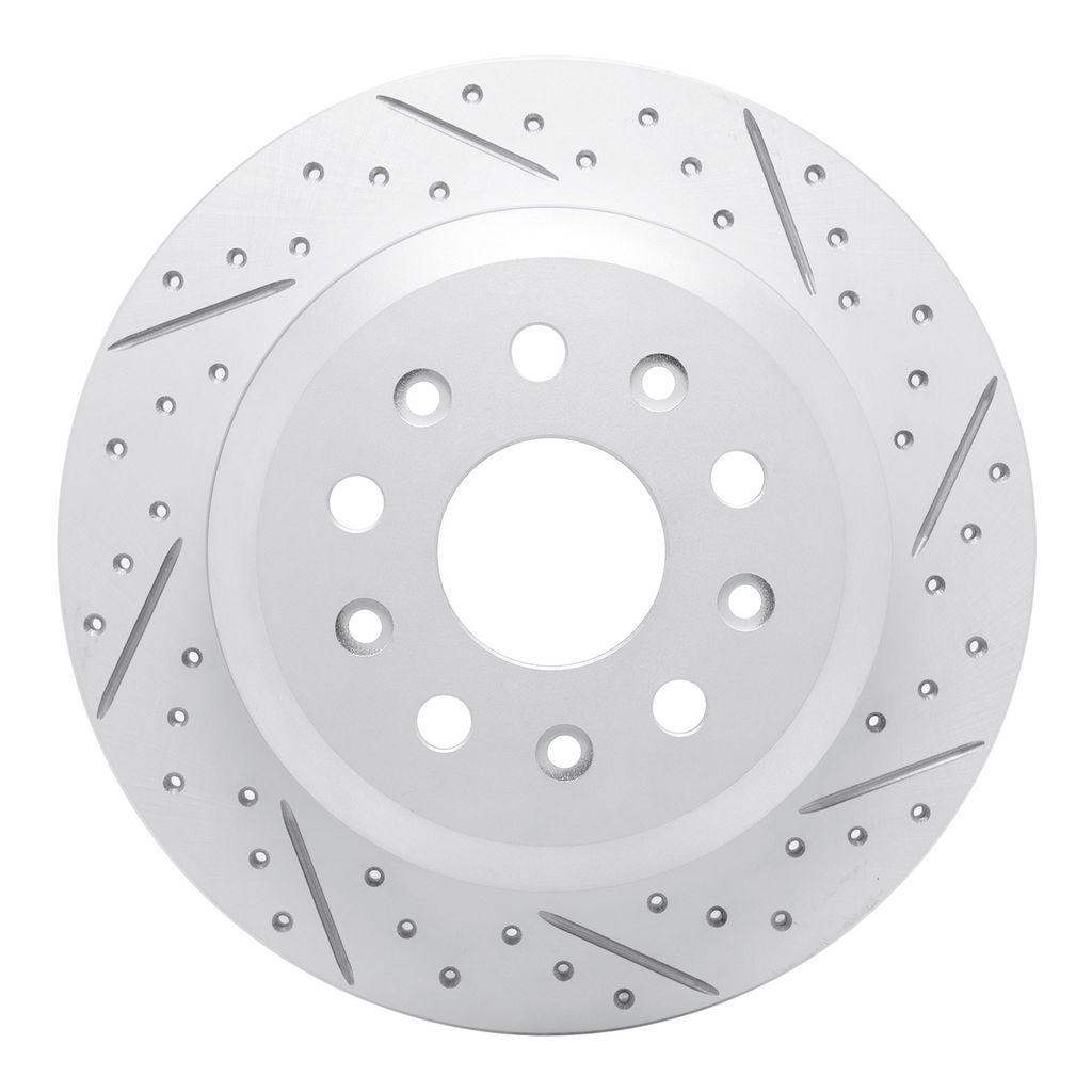 Dynamic Friction 830-42041R - Geoperformance Coated Drilled and Slotted Brake Rotor