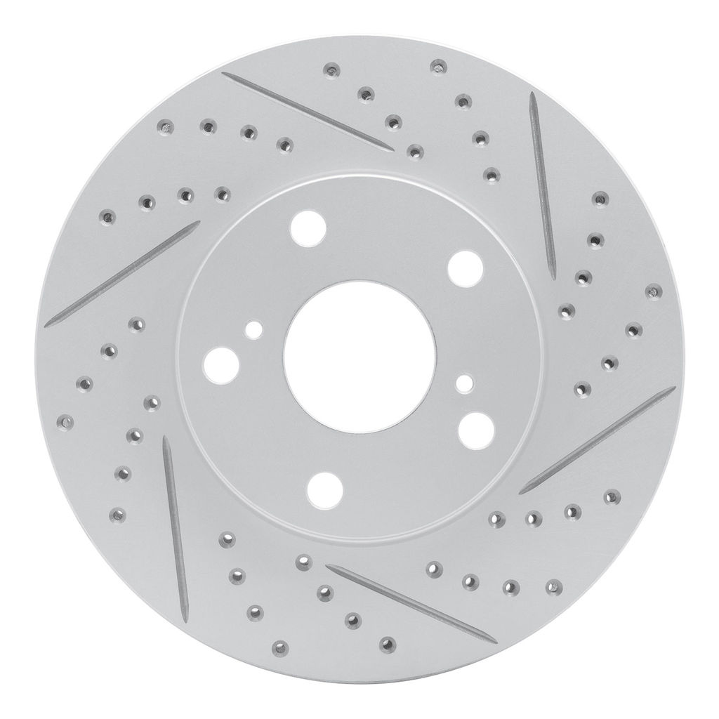 Dynamic Friction 830-76052R - Geoperformance Coated Drilled and Slotted Brake Rotor