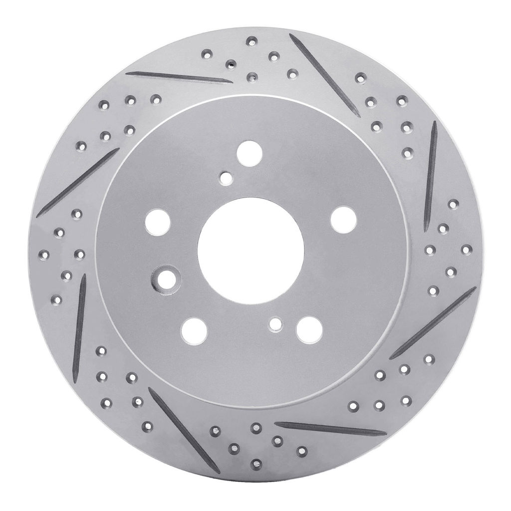 Dynamic Friction 830-76087L - Geoperformance Coated Drilled and Slotted Brake Rotor