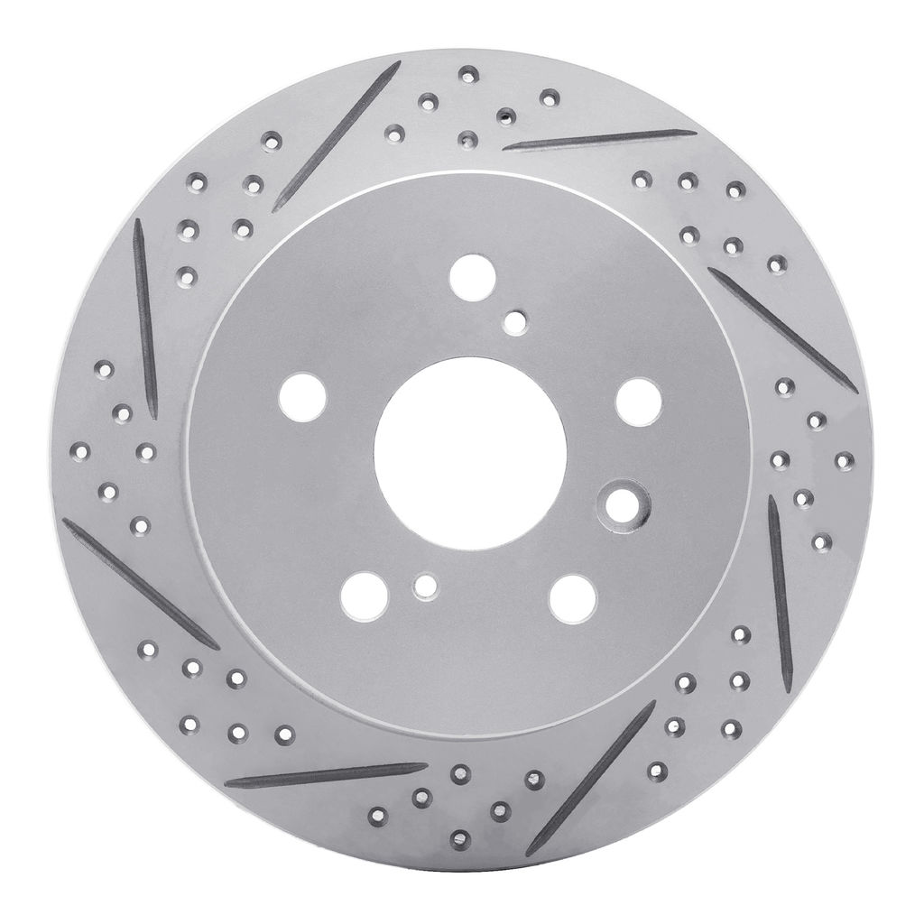 Dynamic Friction 830-76087R - Geoperformance Coated Drilled and Slotted Brake Rotor