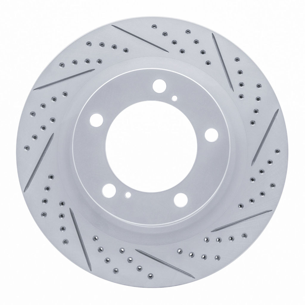 Dynamic Friction 830-76136R - Geoperformance Coated Drilled and Slotted Brake Rotor