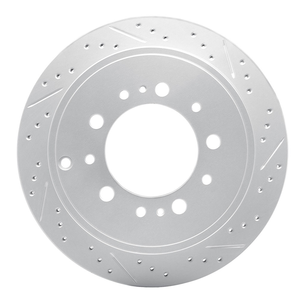Dynamic Friction 830-76137R - Geoperformance Coated Drilled and Slotted Brake Rotor