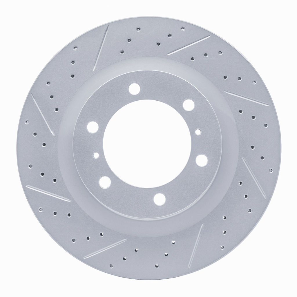 Dynamic Friction 830-76142L - Geoperformance Coated Drilled and Slotted Brake Rotor