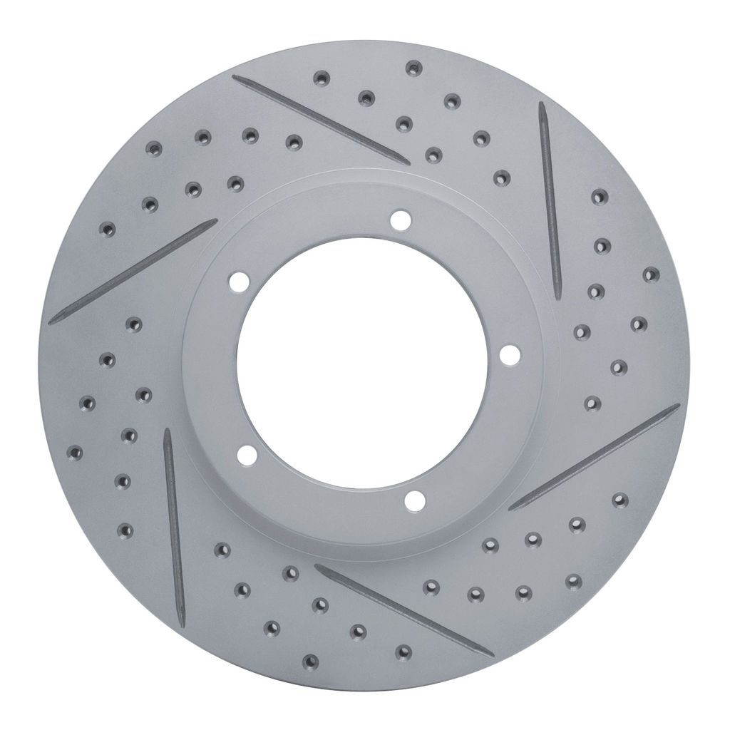 Dynamic Friction 830-02001R - Geoperformance Coated Drilled and Slotted Brake Rotor