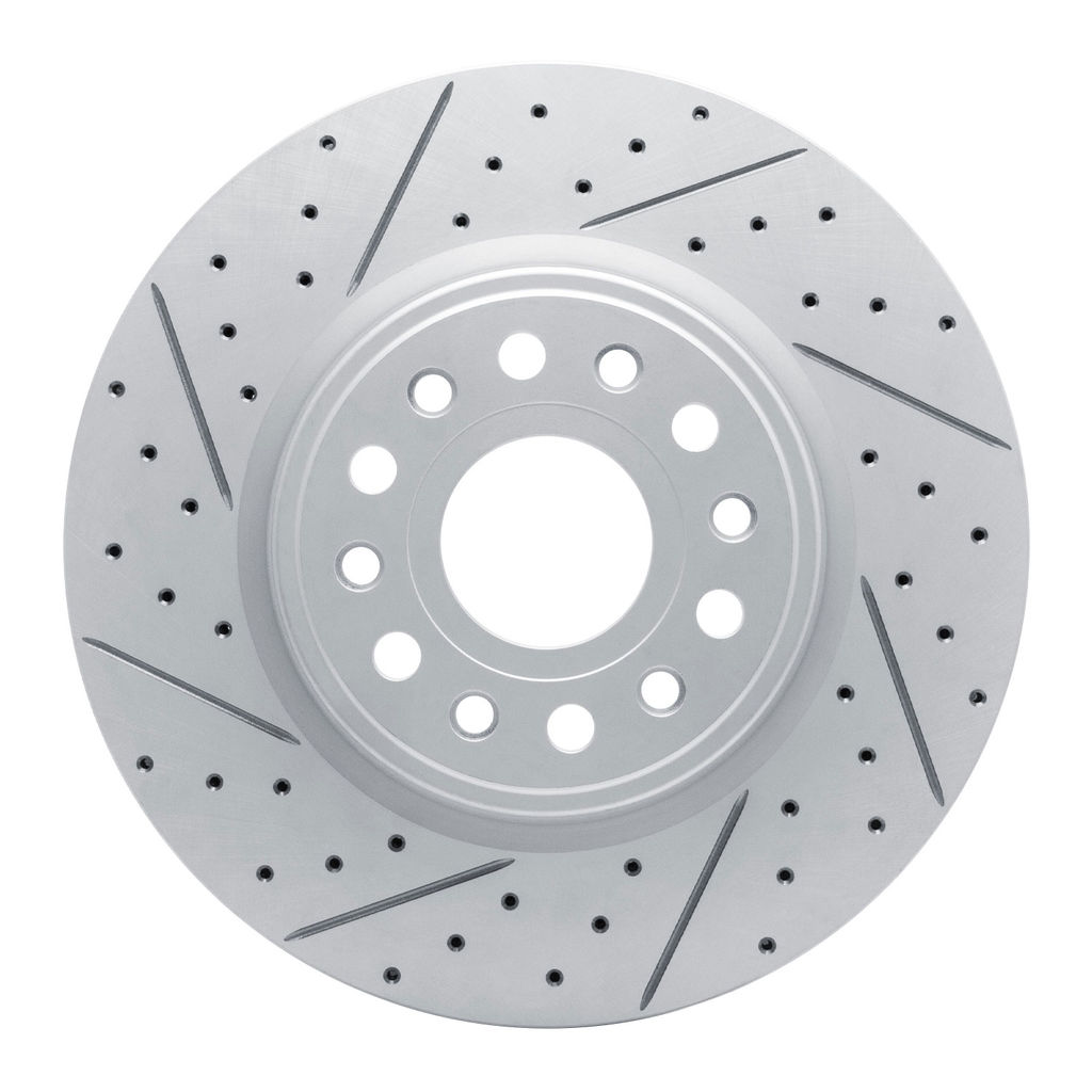 Dynamic Friction 830-40120L - Geoperformance Coated Drilled and Slotted Brake Rotor