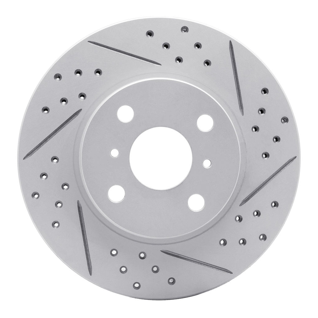 Dynamic Friction 830-76078R - Geoperformance Coated Drilled and Slotted Brake Rotor