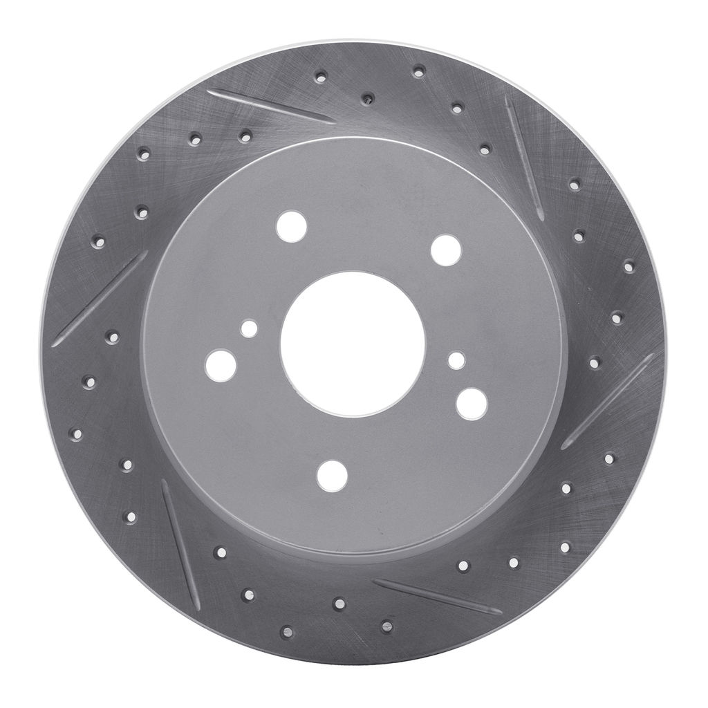 Dynamic Friction 830-01006R - Geoperformance Coated Drilled and Slotted Brake Rotor
