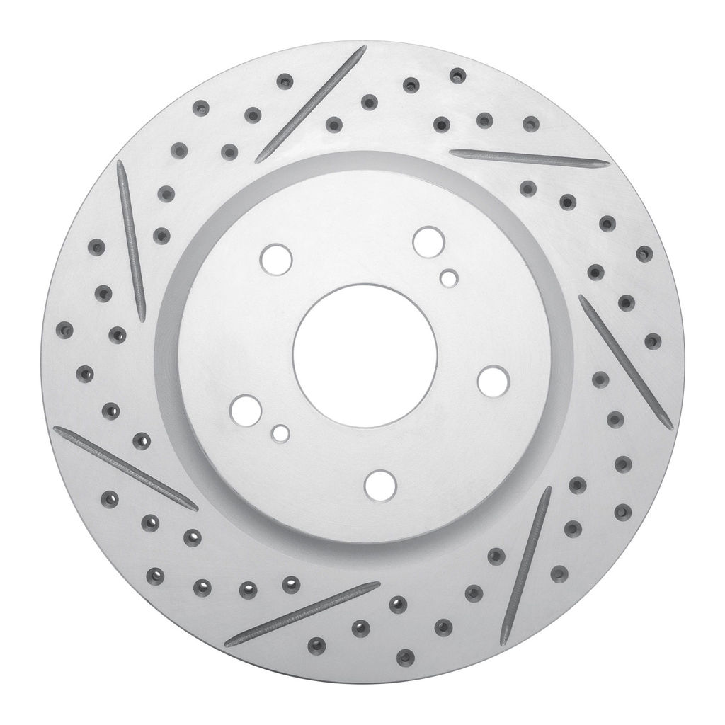Dynamic Friction 830-01014L - Geoperformance Coated Drilled and Slotted Brake Rotor