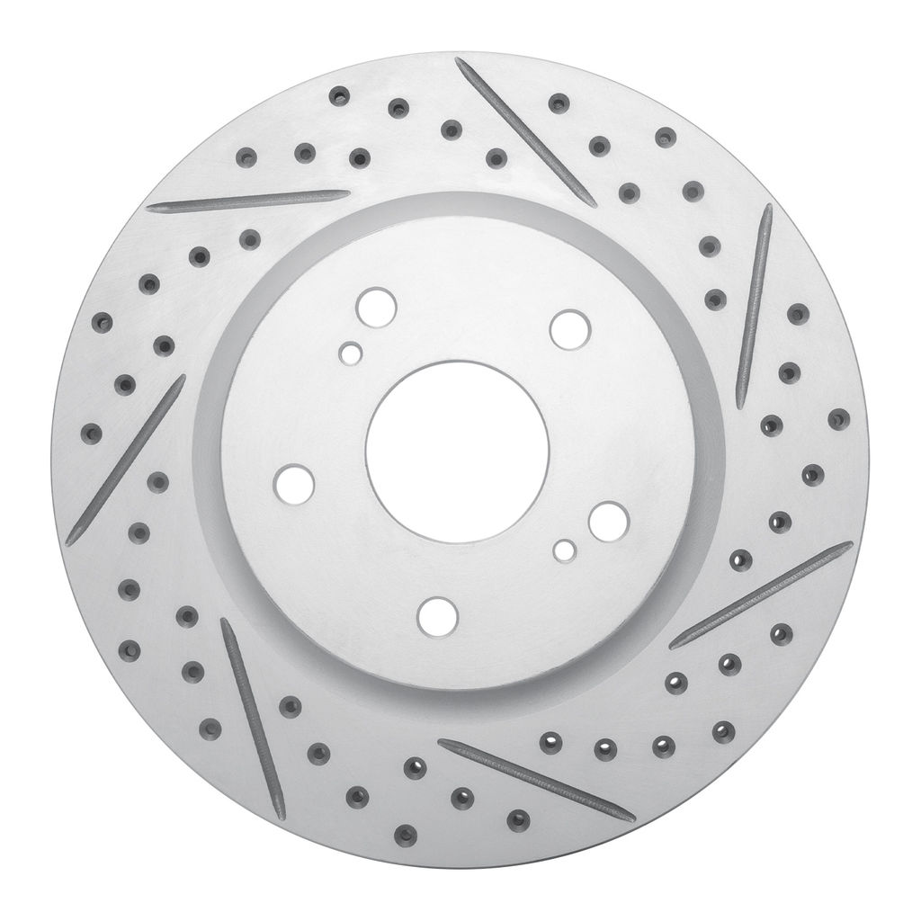 Dynamic Friction 830-01014R - Geoperformance Coated Drilled and Slotted Brake Rotor