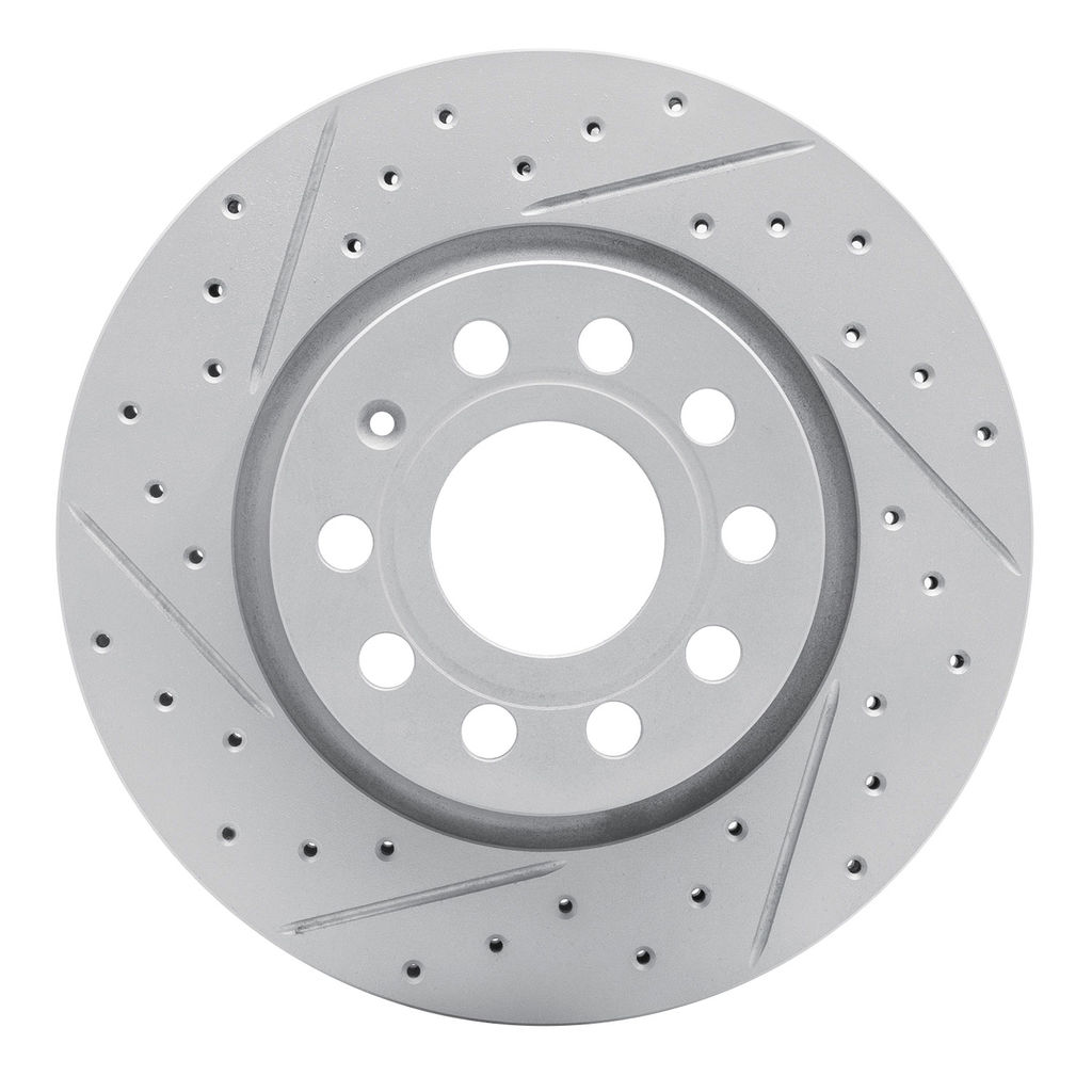Dynamic Friction 830-74032L - Geoperformance Coated Drilled and Slotted Brake Rotor