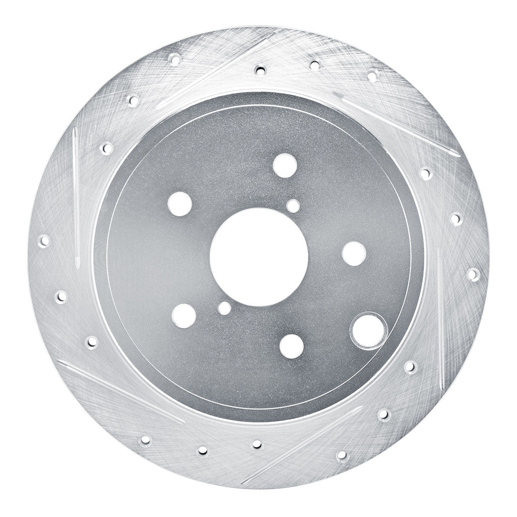 Dynamic Friction 631-13050L - Drilled and Slotted Silver Brake Rotor