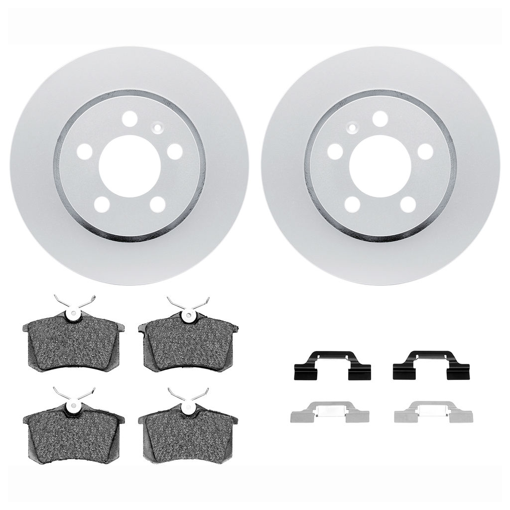 Dynamic Friction 4612-13428 - Brake Kit - Geostop Rotors and 5000 Euro Ceramic Brake Pads With Hardware