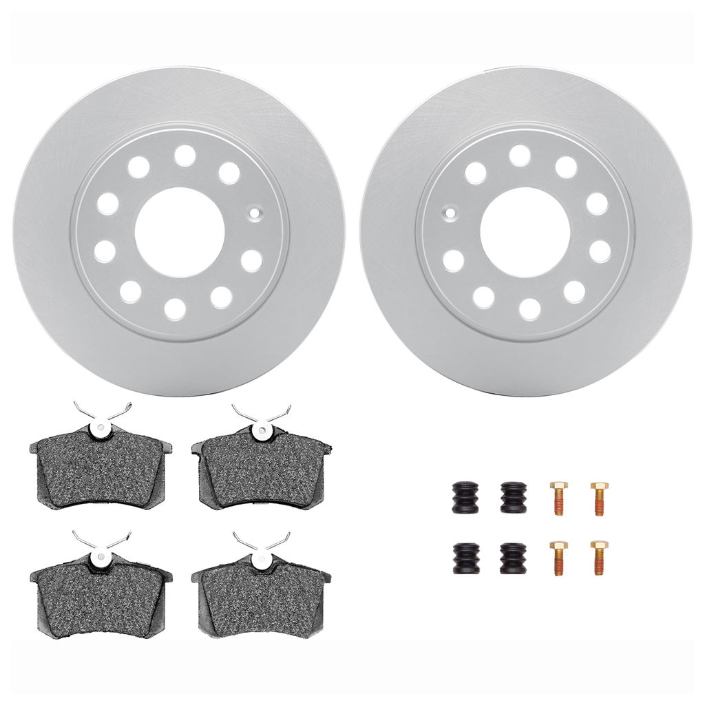 Dynamic Friction 4612-13443 - Brake Kit - Geostop Rotors and 5000 Euro Ceramic Brake Pads With Hardware
