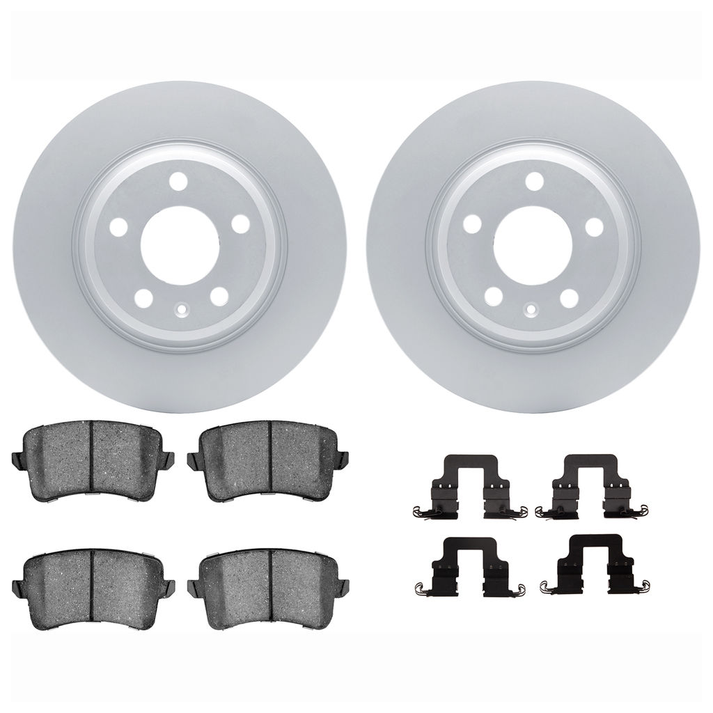 Dynamic Friction 4612-73038 - Brake Kit - Geostop Rotors and 5000 Euro Ceramic Brake Pads with Hardware