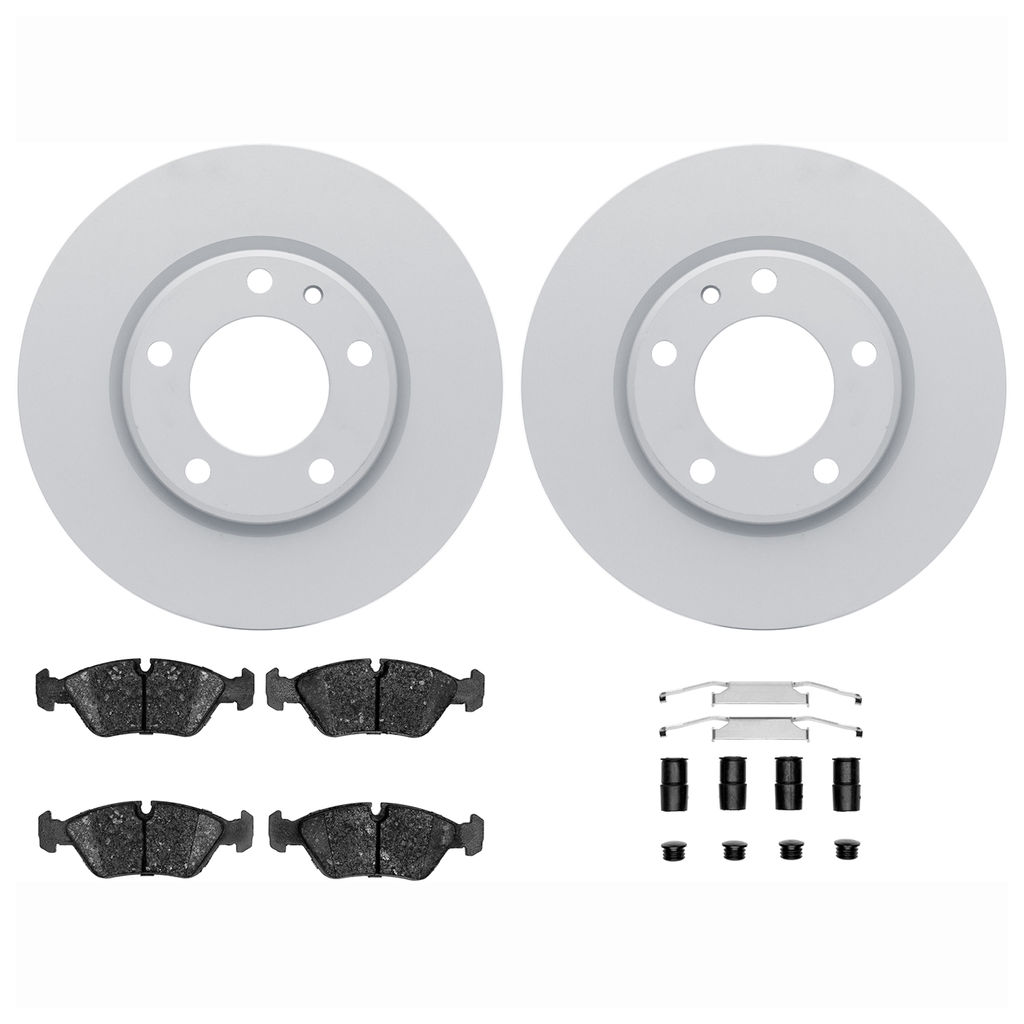 Dynamic Friction 4612-31004 - Brake Kit - Geostop Rotors and 5000 Euro Ceramic Brake Pads with Hardware