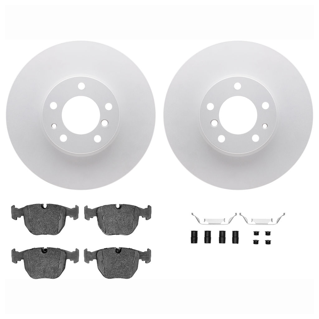 Dynamic Friction 4612-31009 - Brake Kit - Geostop Rotors and 5000 Euro Ceramic Brake Pads with Hardware