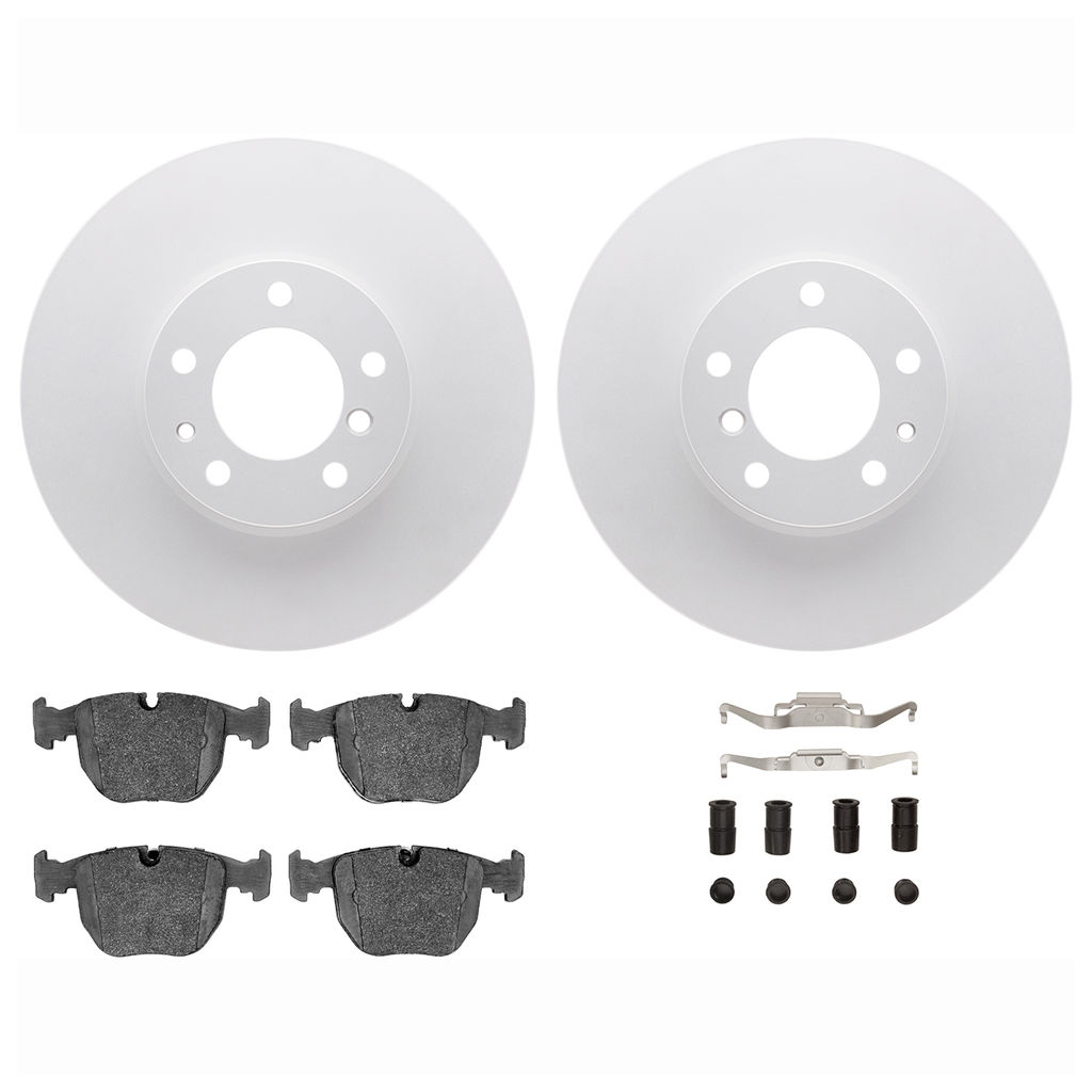 Dynamic Friction 4612-31010 - Brake Kit - Geostop Rotors and 5000 Euro Ceramic Brake Pads with Hardware