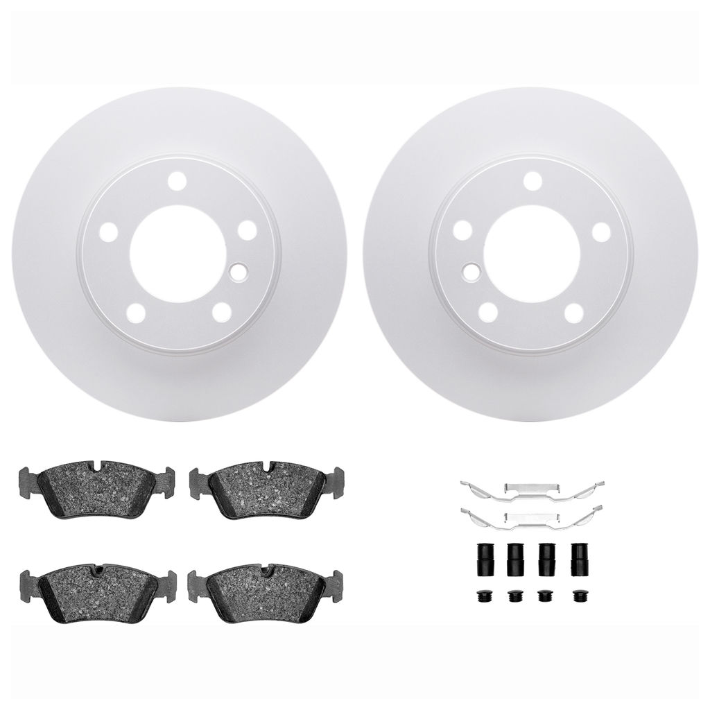 Dynamic Friction 4612-31012 - Brake Kit - Geostop Rotors and 5000 Euro Ceramic Brake Pads with Hardware