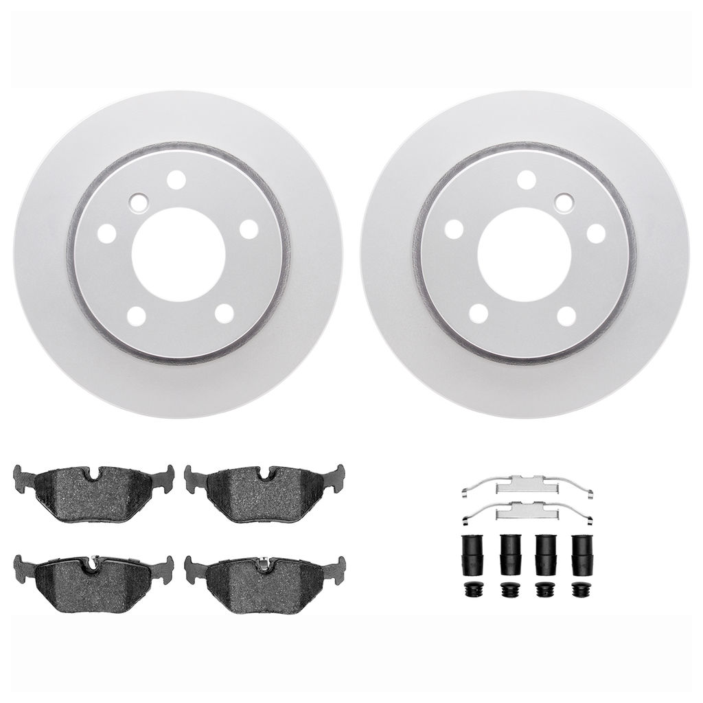 Dynamic Friction 4612-31015 - Brake Kit - Geostop Rotors and 5000 Euro Ceramic Brake Pads with Hardware