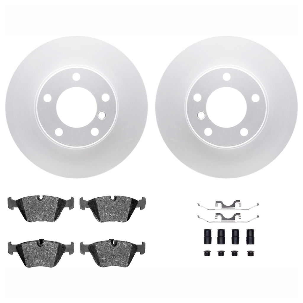 Dynamic Friction 4612-31016 - Brake Kit - Geostop Rotors and 5000 Euro Ceramic Brake Pads with Hardware