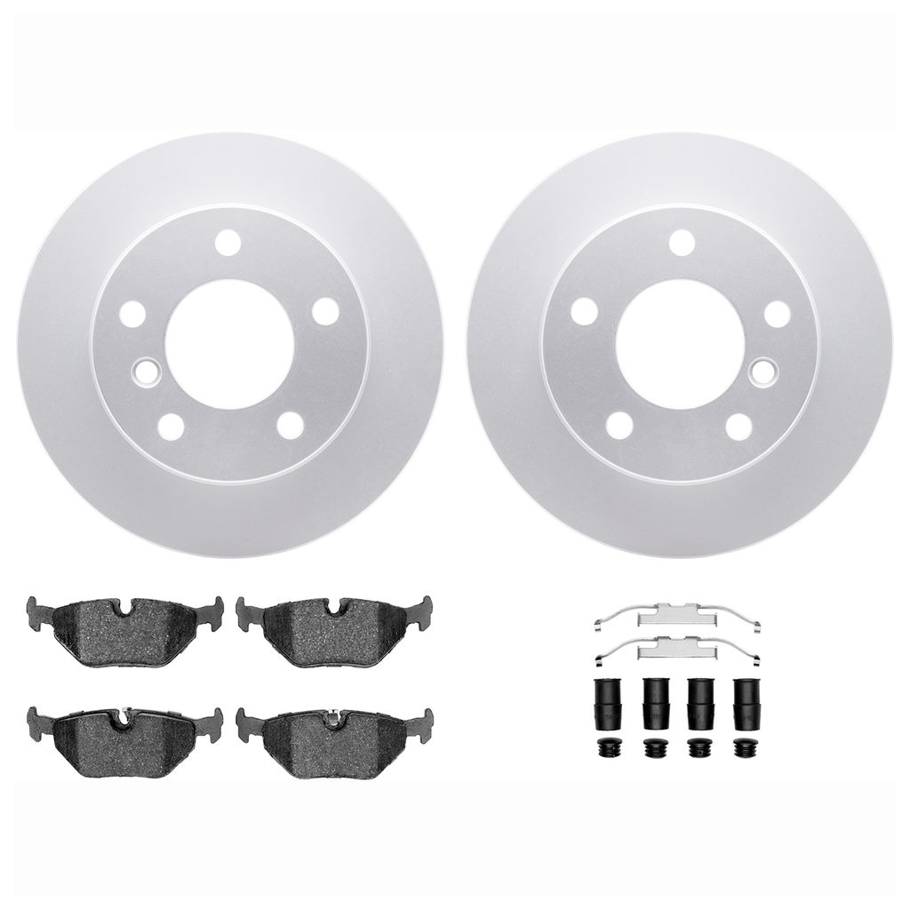 Dynamic Friction 4612-31018 - Brake Kit - Geostop Rotors and 5000 Euro Ceramic Brake Pads with Hardware