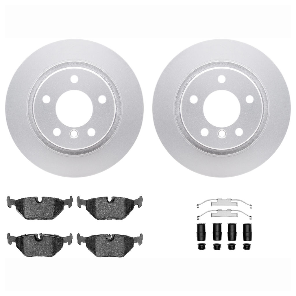 Dynamic Friction 4612-31020 - Brake Kit - Geostop Rotors and 5000 Euro Ceramic Brake Pads with Hardware