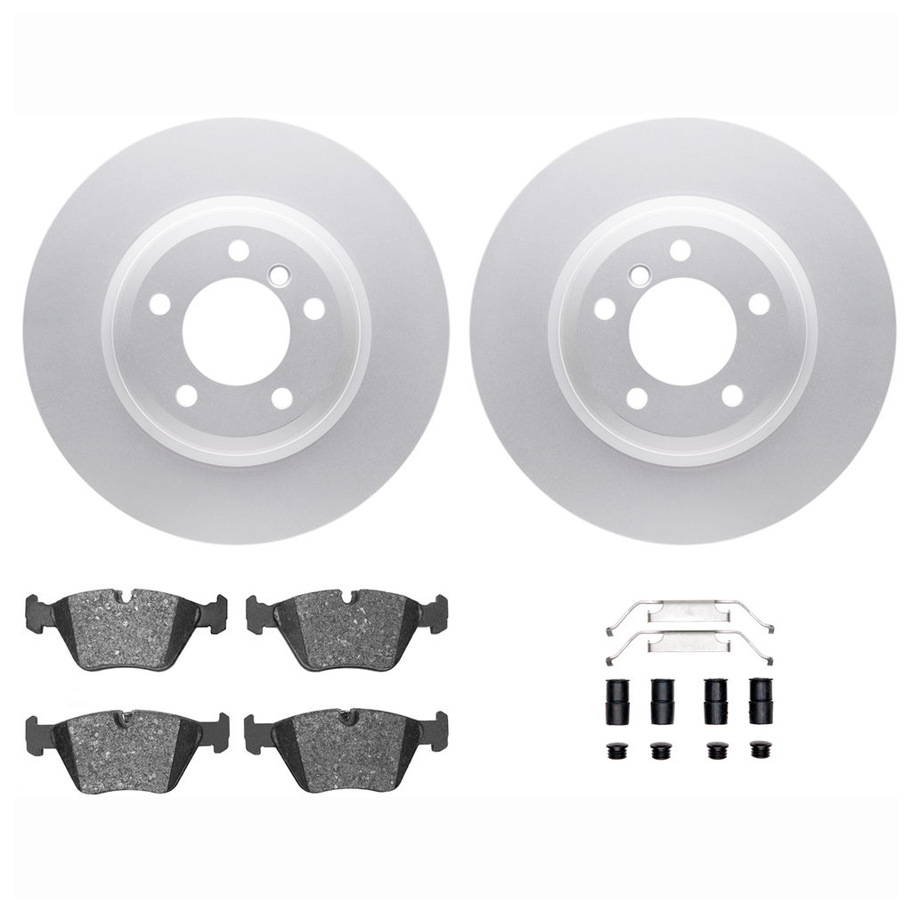 Dynamic Friction 4612-31021 - Brake Kit - Geostop Rotors and 5000 Euro Ceramic Brake Pads with Hardware