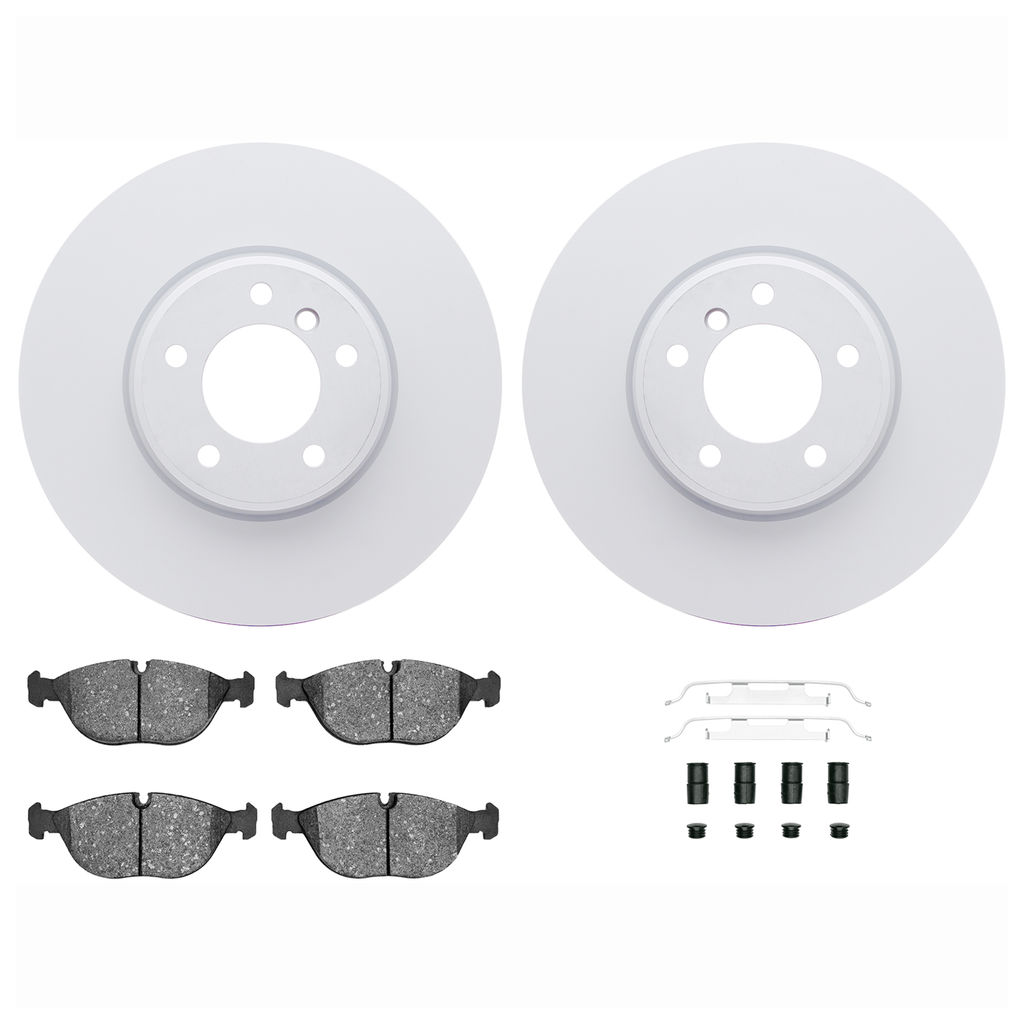 Dynamic Friction 4612-31022 - Brake Kit - Geostop Rotors and 5000 Euro Ceramic Brake Pads with Hardware
