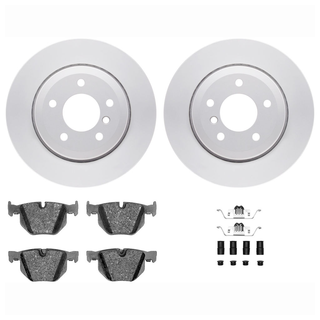 Dynamic Friction 4612-31043 - Brake Kit - Geostop Rotors and 5000 Euro Ceramic Brake Pads with Hardware