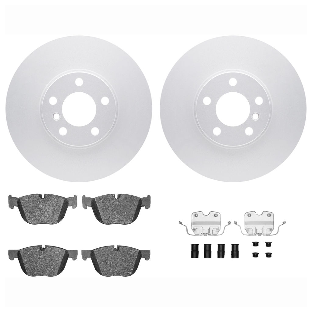 Dynamic Friction 4612-31087 - Brake Kit - Geostop Rotors and 5000 Euro Ceramic Brake Pads with Hardware