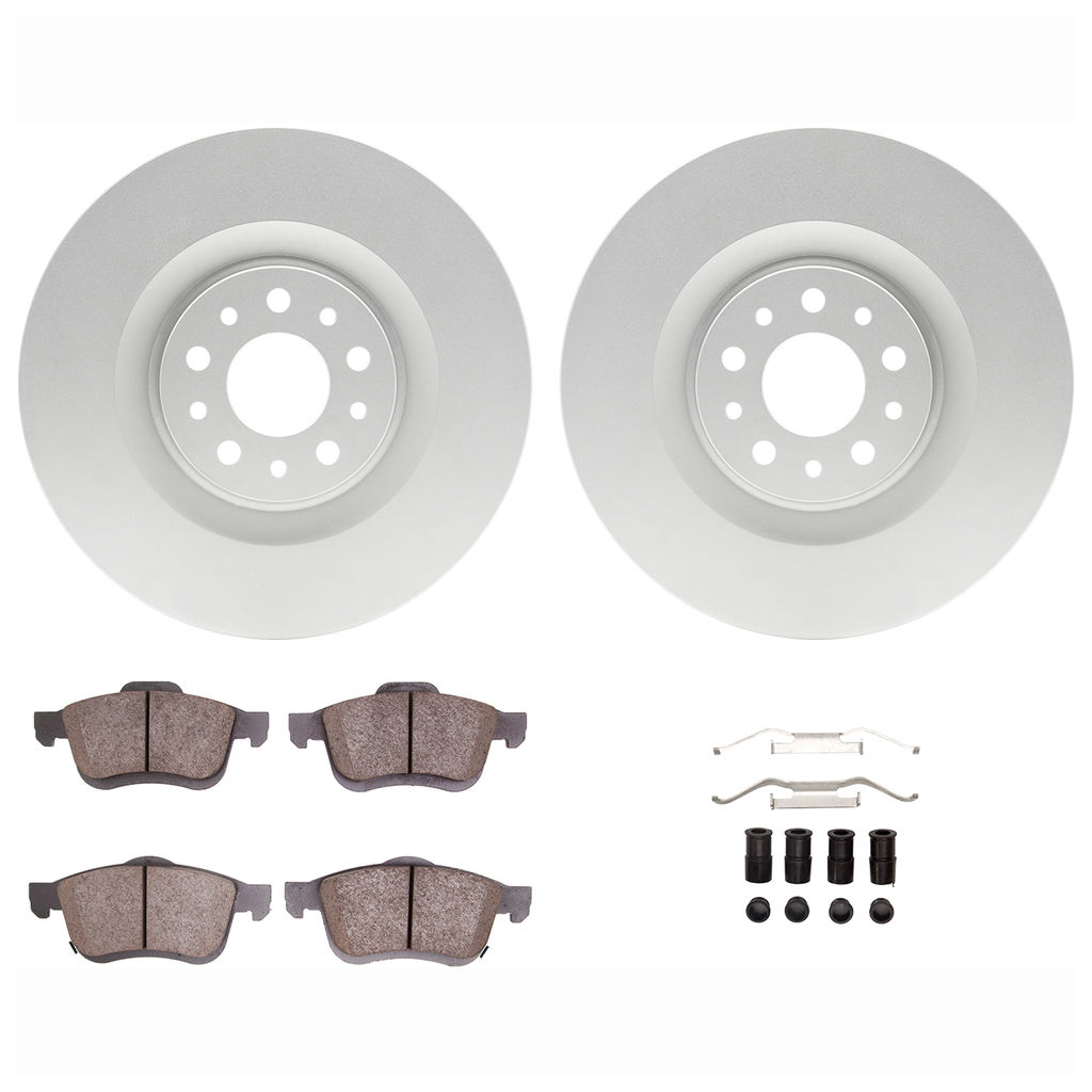 Dynamic Friction 4612-07005 - Brake Kit - Geostop Rotors and 5000 Euro Ceramic Brake Pads with Hardware