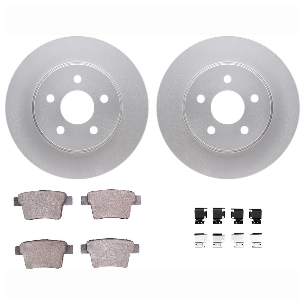 Dynamic Friction 4612-20004 - Brake Kit - Geostop Rotors and 5000 Euro Ceramic Brake Pads with Hardware