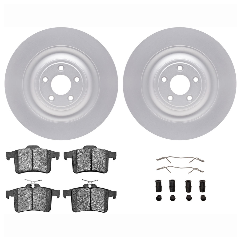 Dynamic Friction 4612-20015 - Brake Kit - Geostop Rotors and 5000 Euro Ceramic Brake Pads with Hardware