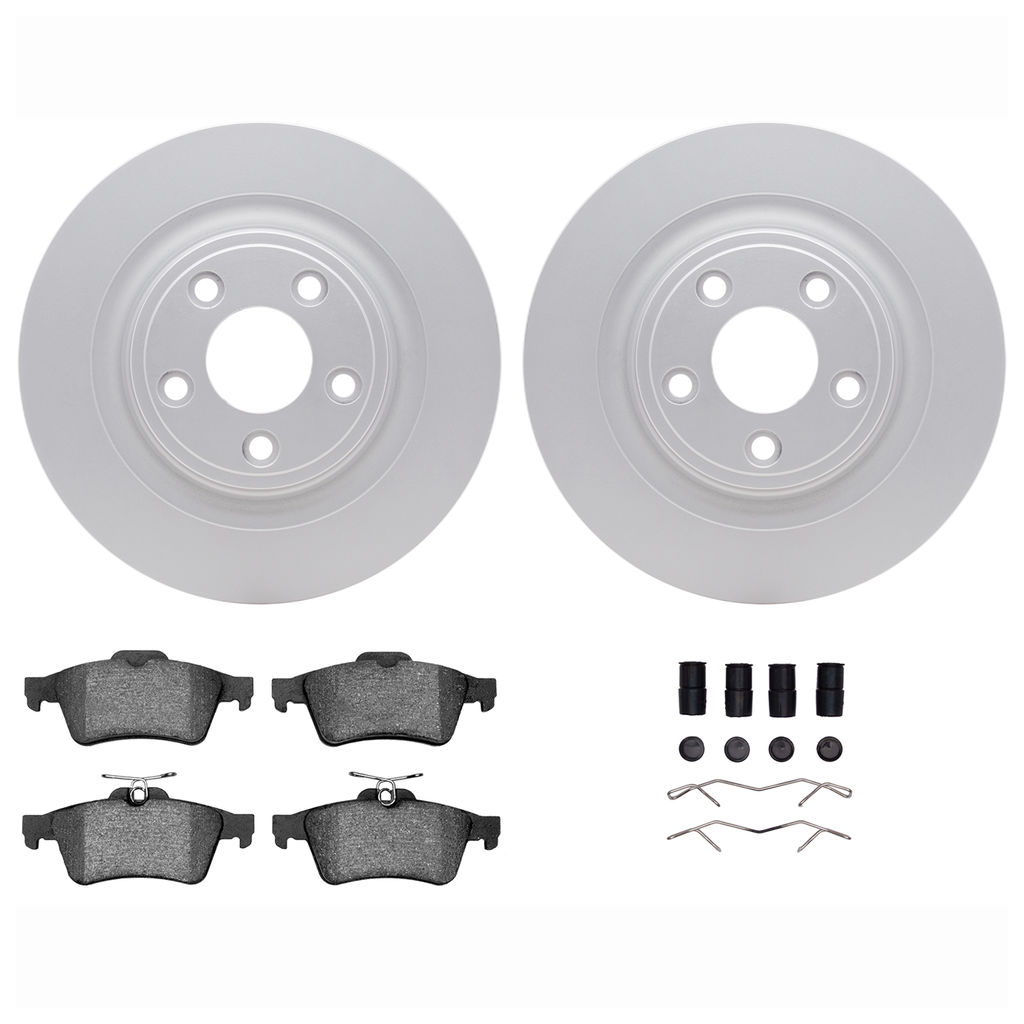 Dynamic Friction 4612-20017 - Brake Kit - Geostop Rotors and 5000 Euro Ceramic Brake Pads with Hardware