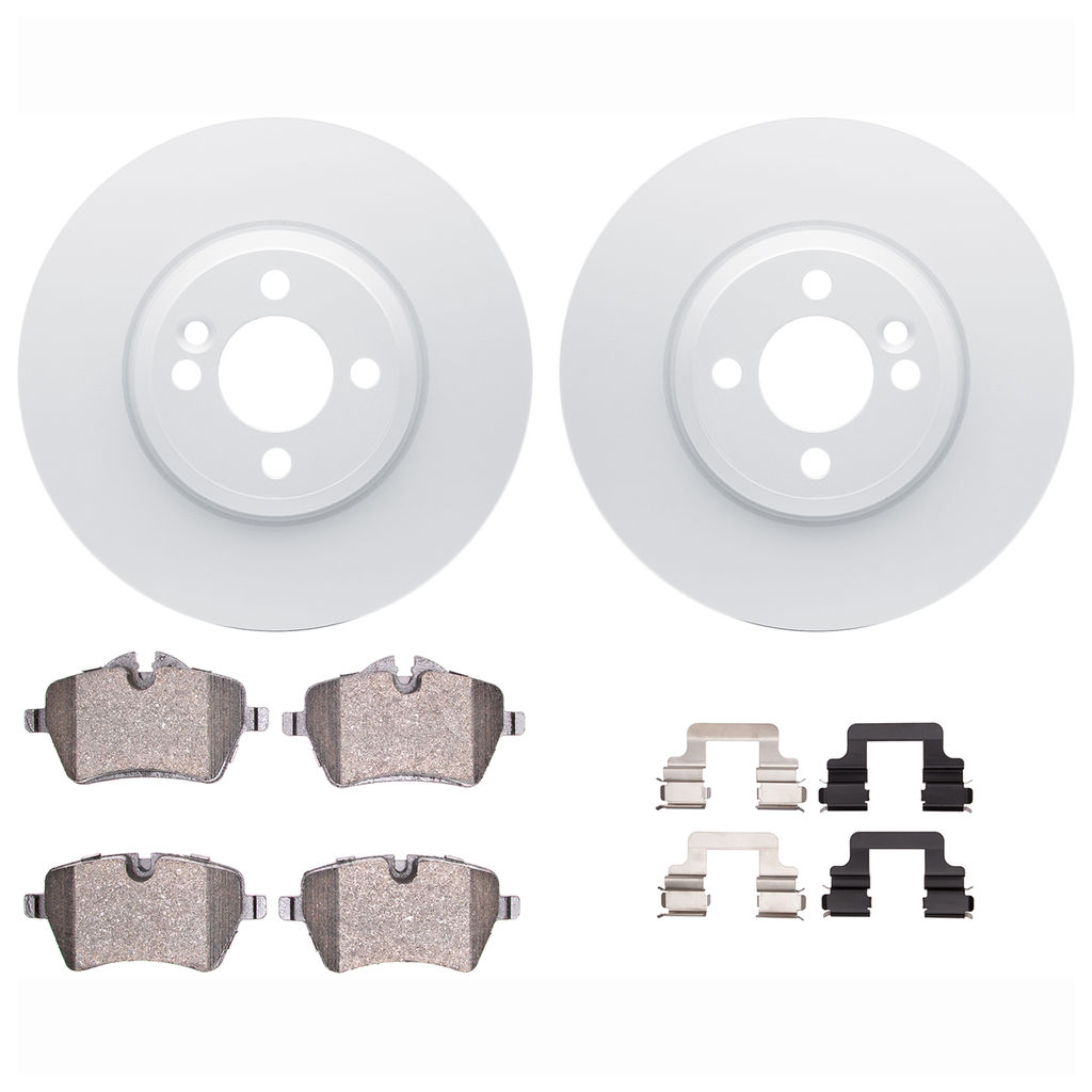Dynamic Friction 4612-32007 - Brake Kit - Geostop Rotors and 5000 Euro Ceramic Brake Pads with Hardware