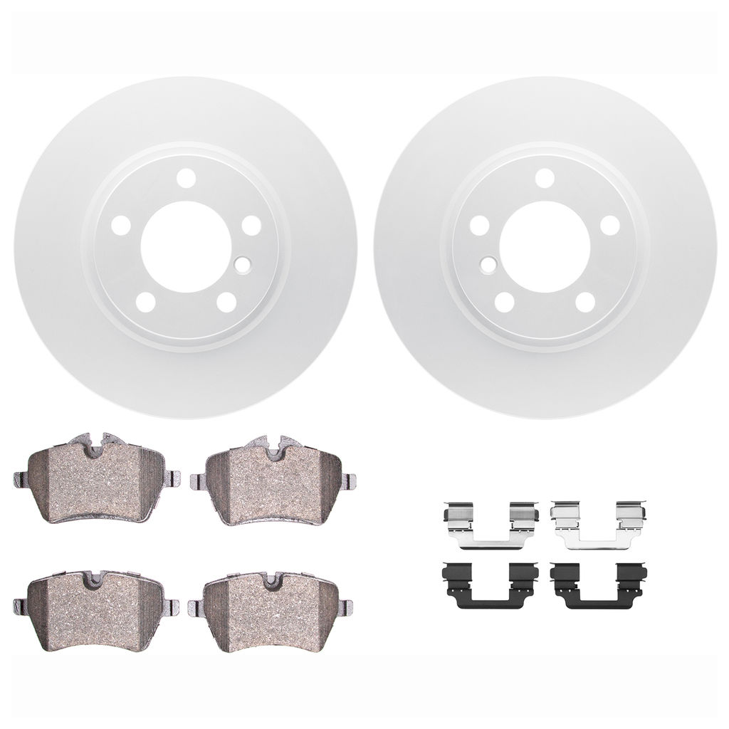 Dynamic Friction 4612-32012 - Brake Kit - Geostop Rotors and 5000 Euro Ceramic Brake Pads with Hardware