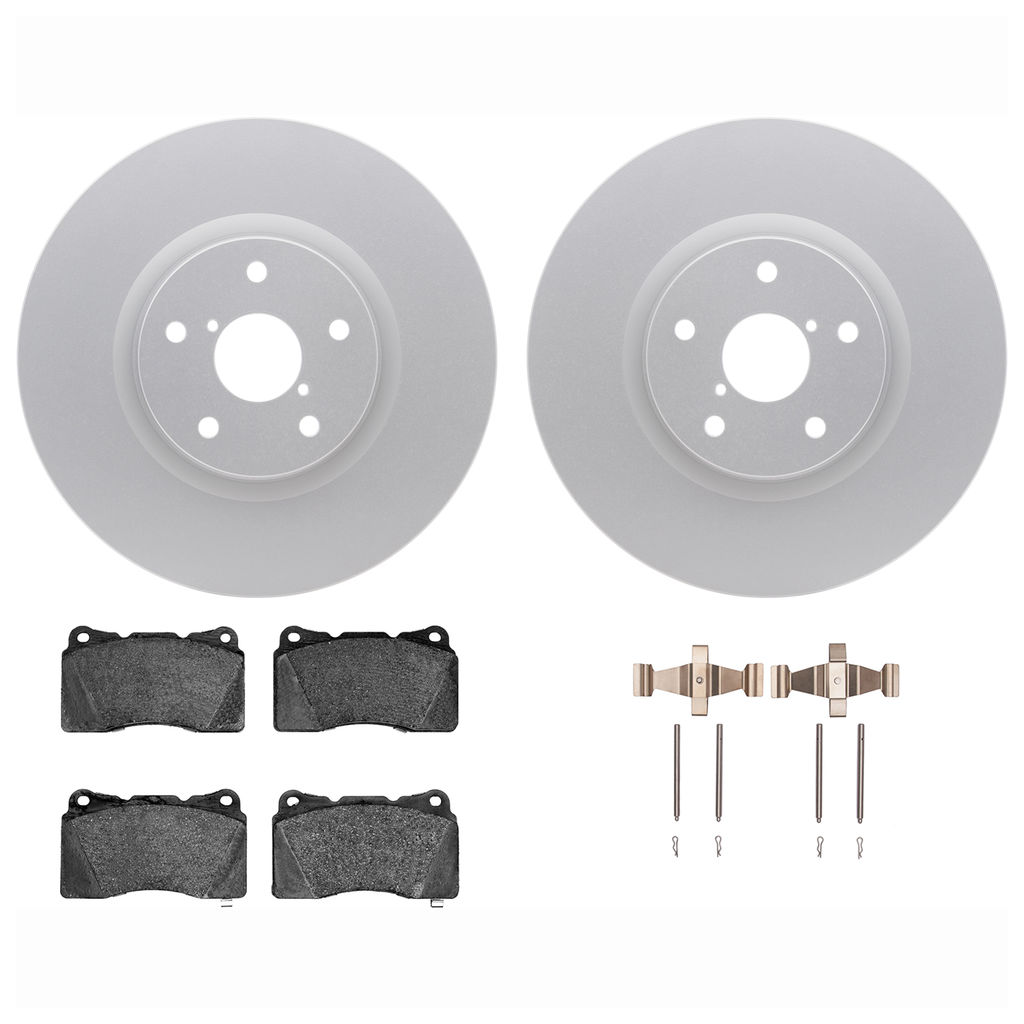 Dynamic Friction 4612-13010 - Brake Kit - Geostop Rotors and 5000 Euro Ceramic Brake Pads with Hardware