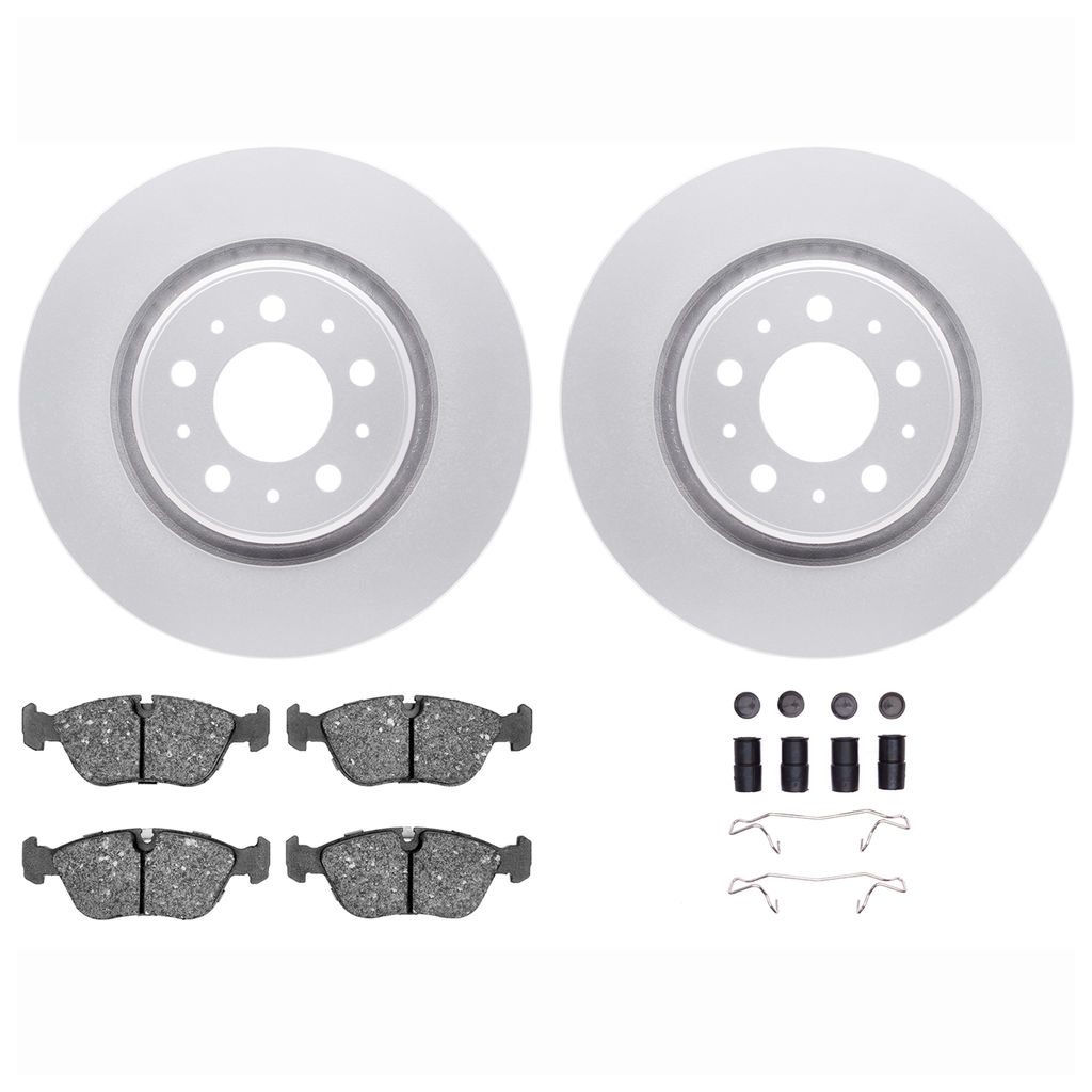 Dynamic Friction 4612-27009 - Brake Kit - Geostop Rotors and 5000 Euro Ceramic Brake Pads with Hardware