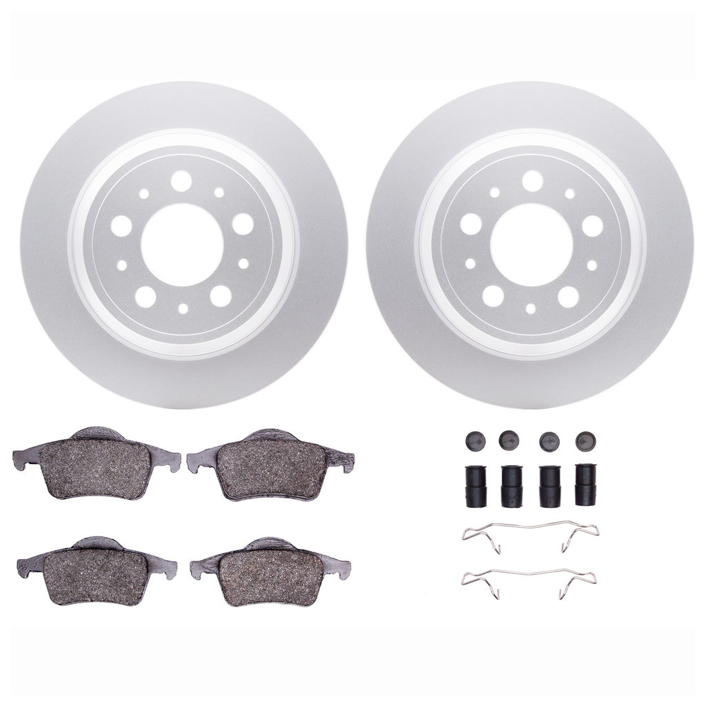 Dynamic Friction 4612-27010 - Brake Kit - Geostop Rotors and 5000 Euro Ceramic Brake Pads with Hardware