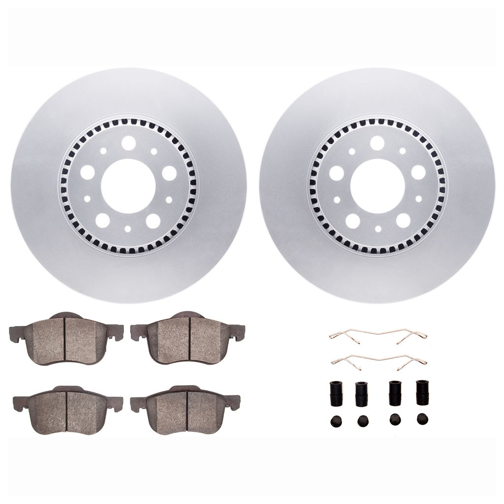 Dynamic Friction 4612-27011 - Brake Kit - Geostop Rotors and 5000 Euro Ceramic Brake Pads with Hardware