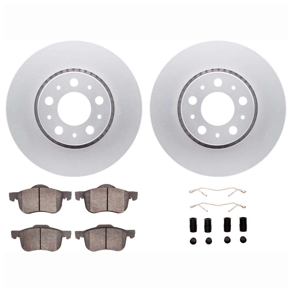 Dynamic Friction 4612-27012 - Brake Kit - Geostop Rotors and 5000 Euro Ceramic Brake Pads with Hardware