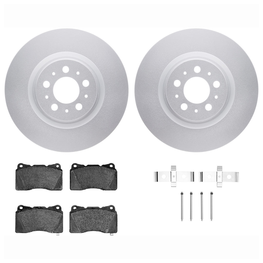 Dynamic Friction 4612-27013 - Brake Kit - Geostop Rotors and 5000 Euro Ceramic Brake Pads with Hardware