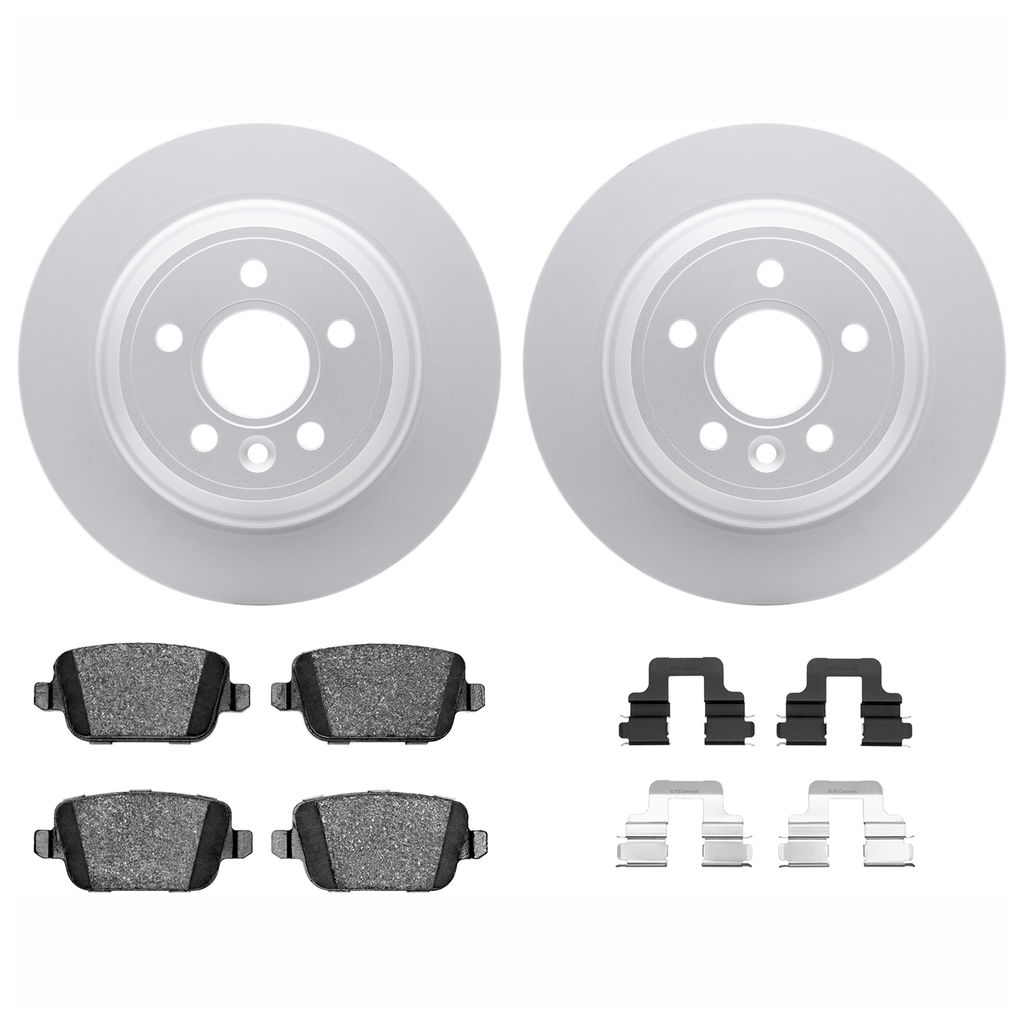 Dynamic Friction 4612-27017 - Brake Kit - Geostop Rotors and 5000 Euro Ceramic Brake Pads with Hardware